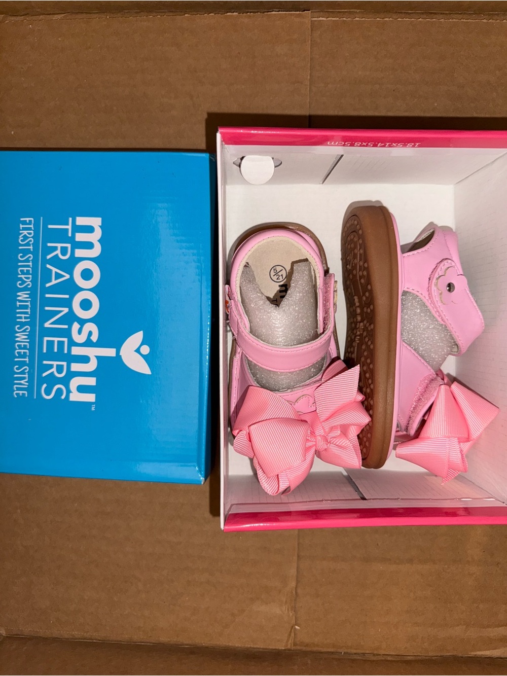 Mooshu Trainers Kids Toddler Pink Bow Sandals Size 5